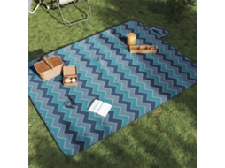 Vidaxl Manta De Piquenique Dobrável 200x150 Cm Veludo Ondas Azuis