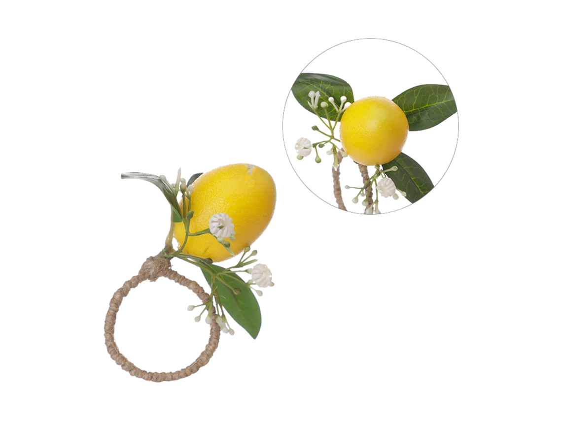 Aneis de Guardanapo Limão Amarelo Decorativo Mesa Restaurante Festa Casa Material Plástico 4,5cm S/MARCA