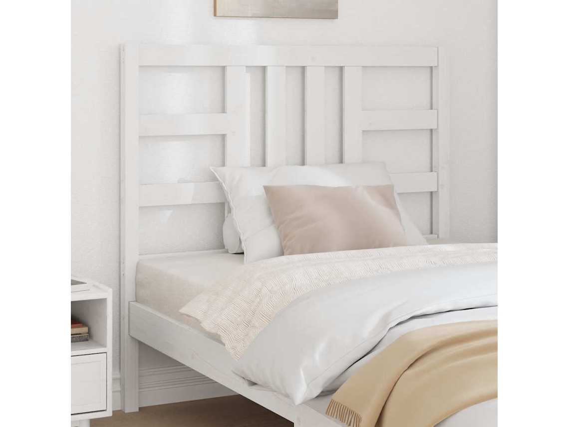 Vidaxl Cabeceira De Cama 106x4x100 Cm Pinho Maciço Branco