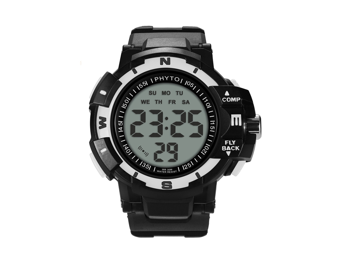 Reloj Deportivo Electrónico Para Hombres Con Pantalla Digital Y Cristal De Vidrio (blanco)