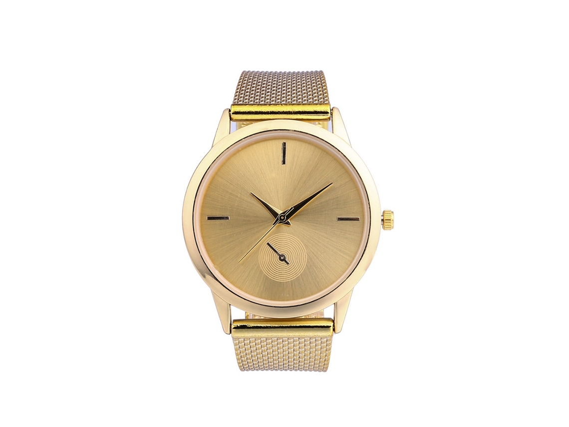 Relógio de quartzo casual unissex com pulseira de silicone e mostrador quadrado (dourado)
