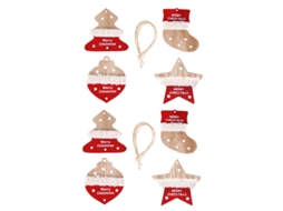 Enfeites de Natal de Madeira – 8 Peças com Estrela para Decoração RNEMITERY