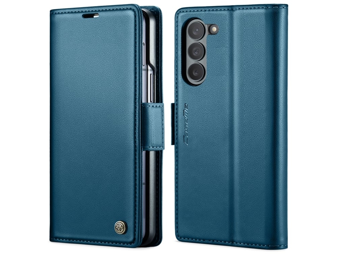 Capa Para Samsung Galaxy Z Fold6 5g Borboleta Fivela Litchi Textura Rfid Antirroubo De Telefone De Couro Azul