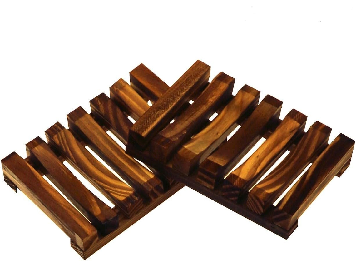 HYMNORA Conjunto De 2 Saboneteiras Em Bambu Natural