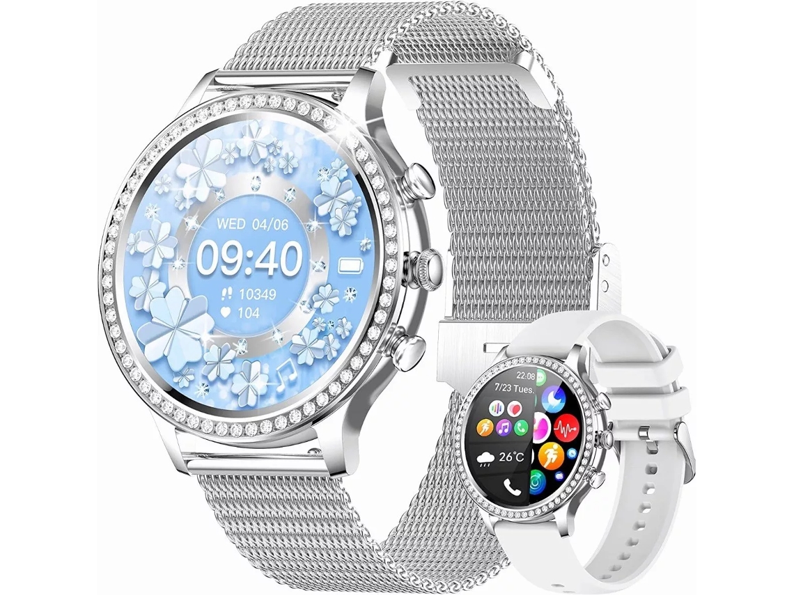 (branco) Smartwatch Feminino Com Funções De Atendimento E Discagem De Chamadas.