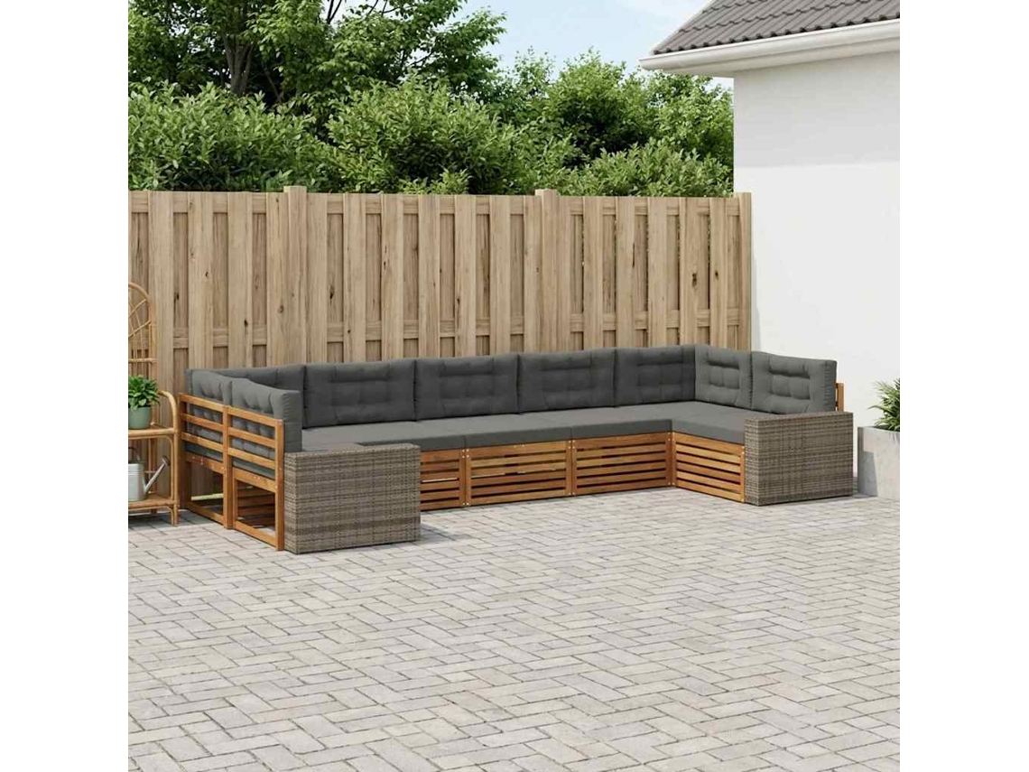 Vidaxl Conjunto De Sofás Para Exterior 7 Pcs Natural E Antracite