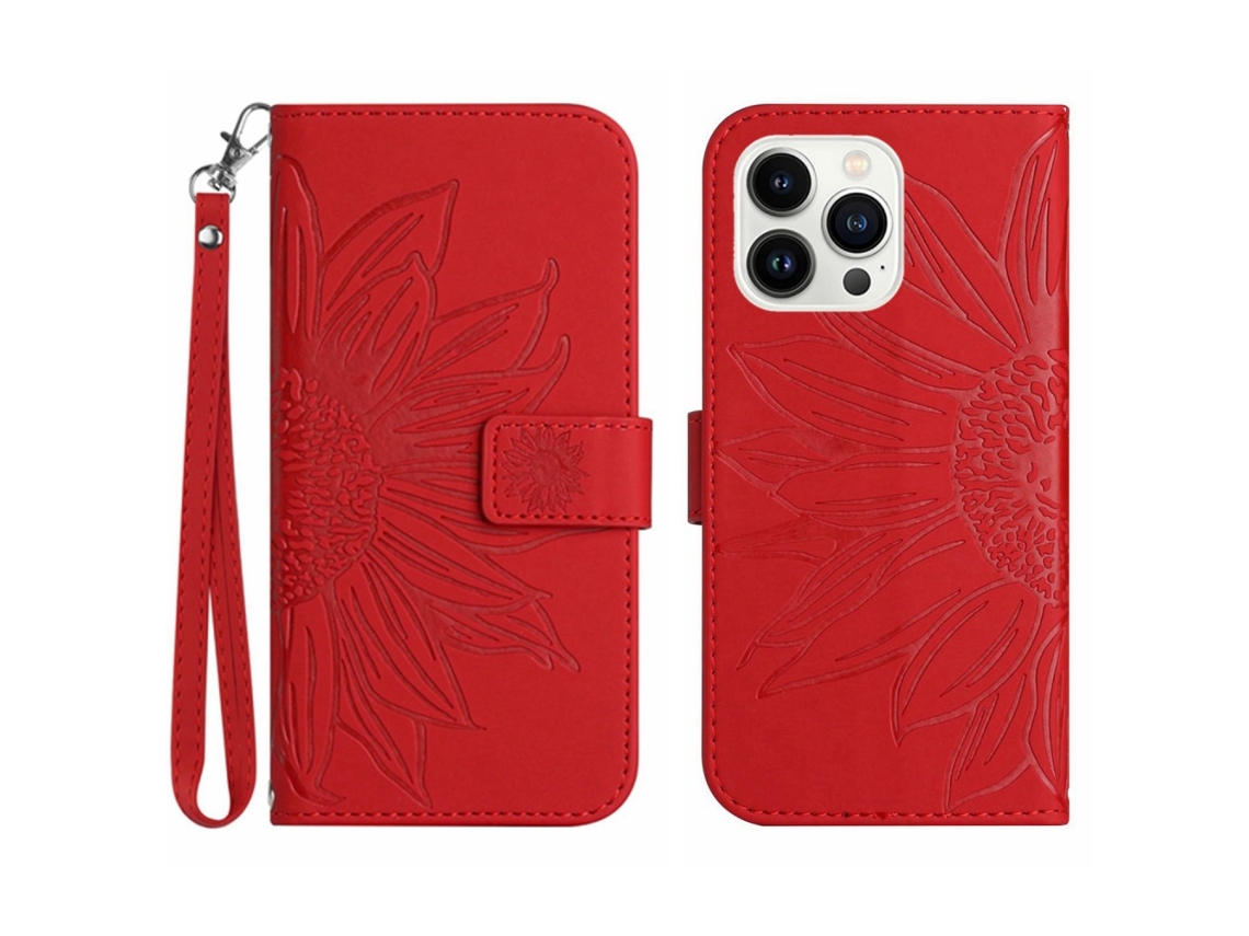 Capa Padrão Flores Pega Para Iphone 15 Pro Pele Sintética Multicor