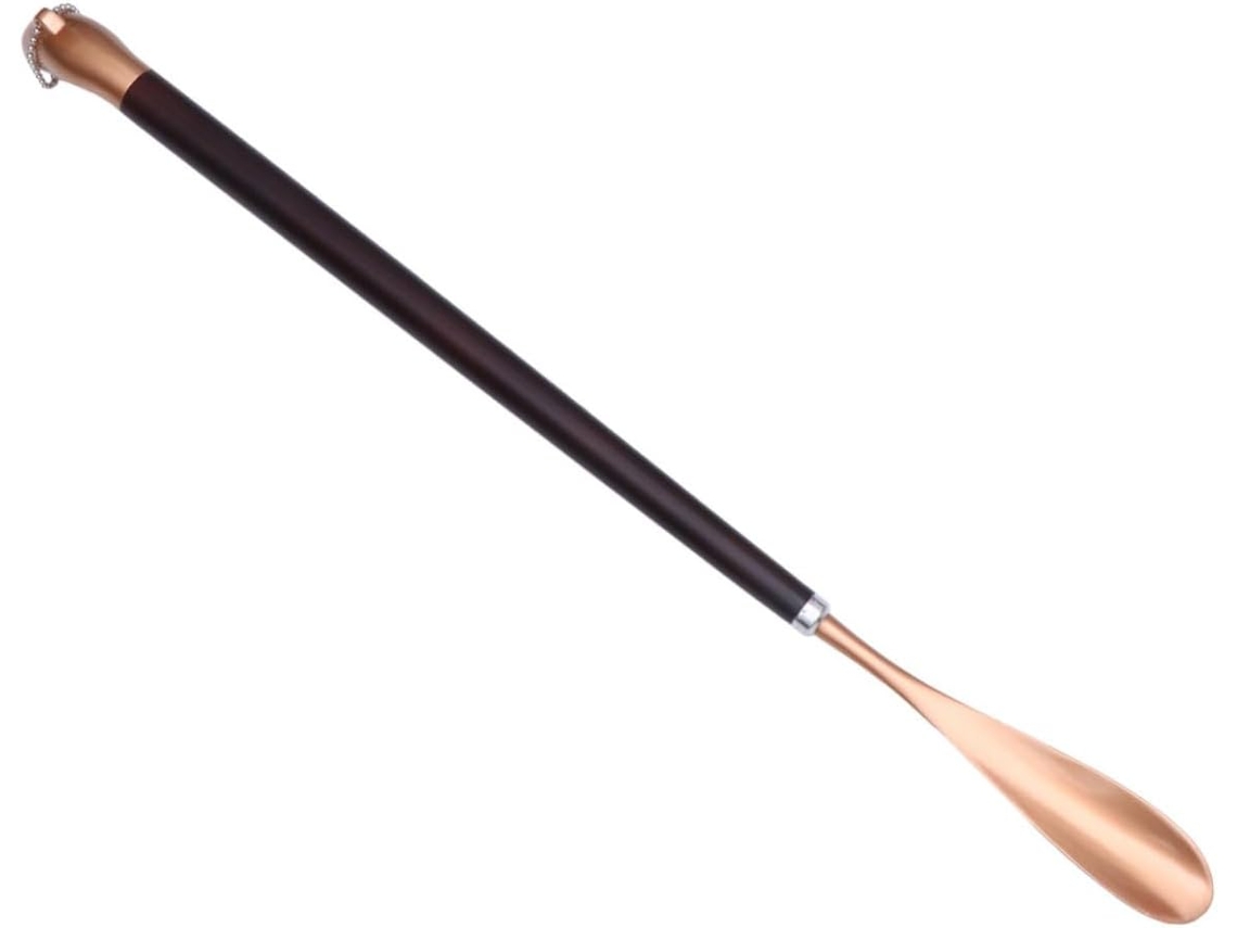 Elegante Suporte Para Sapatos Em Metal Com Formato De Golfinho, Com Cabo Longo Removível, Em Liga Metálica E Madeira.