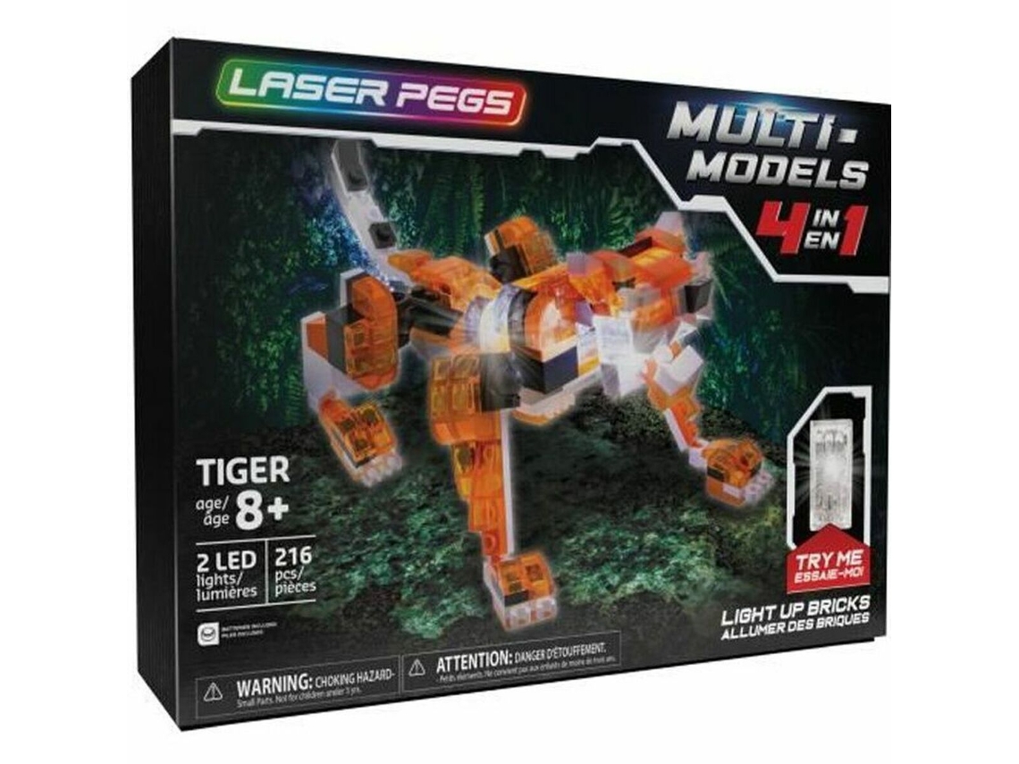 Blocos de Construção LASER PEGS Red Tiger - 4 in 1 (Idade Mínima Recomendada: 8 anos - 216 Peças)