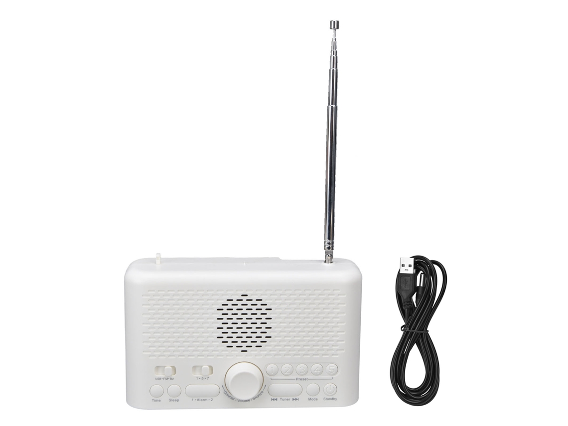 Radio reloj despertador LED FM, Bluetooth, USB, doble alarma, brillo ajustable, hogar y viajes