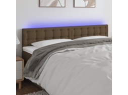 Vidaxl Cabeceira De Cama C/ Luzes Led Tecido 160x5x78/88 Cm Castanho
