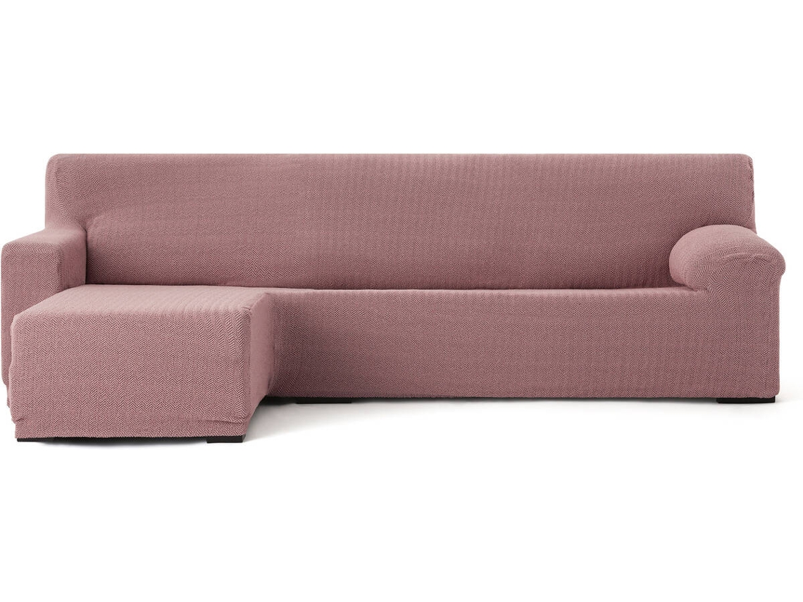 Capa de Chaise Longue Esquerda para Braço Curto EYSA Premium Jaz Tecido Multielástico (250-360 cm - Poliéster e Algodão - Rosa)