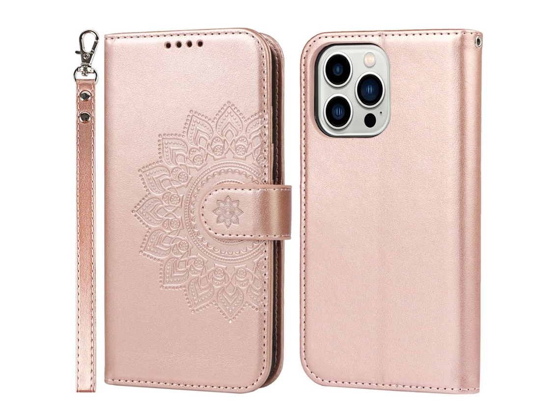 Capa Para Iphone 14 Pro Pele Sintética Rosa