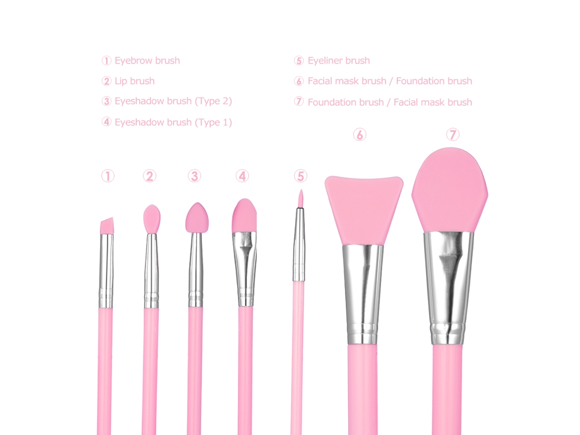 Sunflare - Juego de 7 brochas de maquillaje de silicona para rostro y ojos