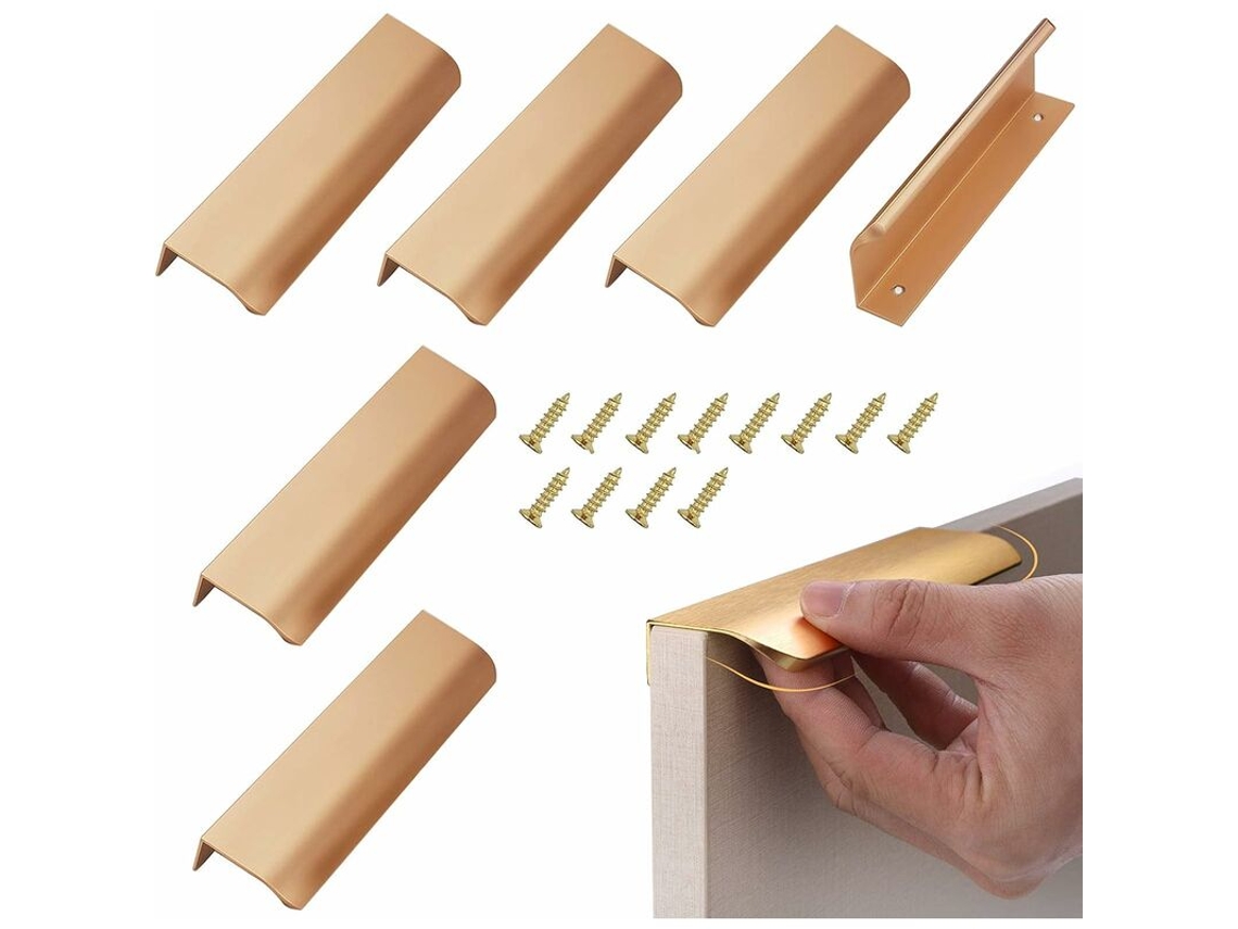 Puxadores Para Móveis, Conjunto De 6 Peças Com 150 Mm De Diâmetro, Acabamento Dourado Fosco, Modelo A