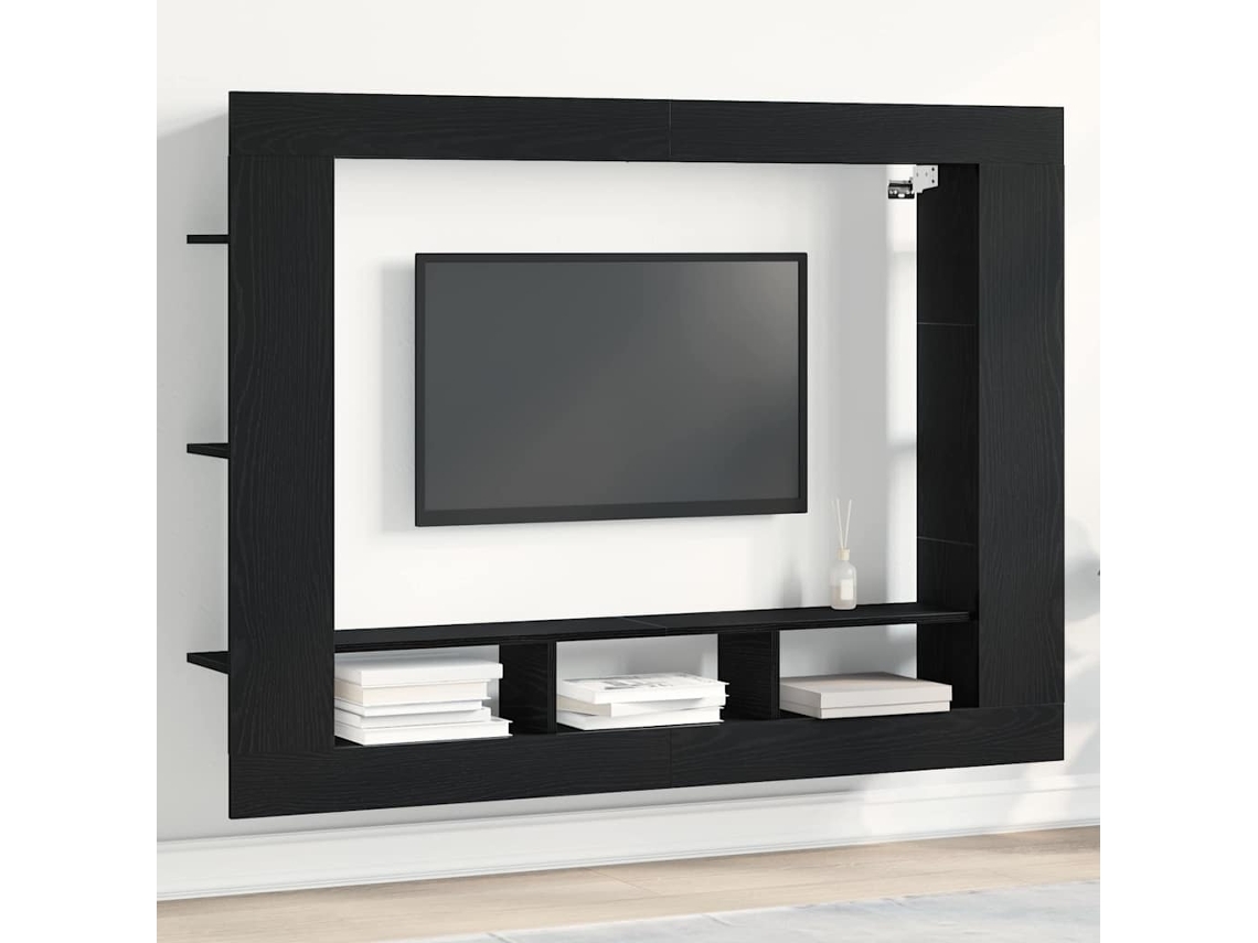 Vidaxl Gabinete Para Tv Carvalho Preto 152 X 22 X 113 Cm