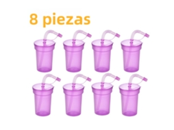 Conjunto de Água Neon com Tampa e Canudo À Prova de Vazamentos MDUG (roxo)