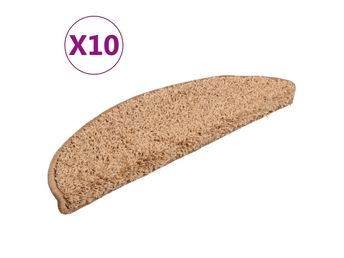 Conjunto de 10 Tapetes de Escada Bege Semicircular MAISON EXCLUSIVE (56x17x3 cm)