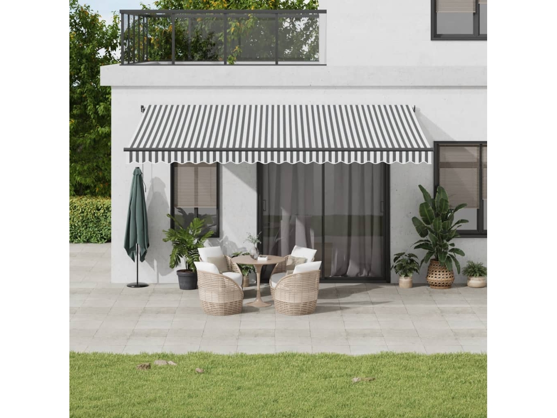 Vidaxl Toldo Retrátil Automático Com Leds 500x350 Cm Antracite/branco
