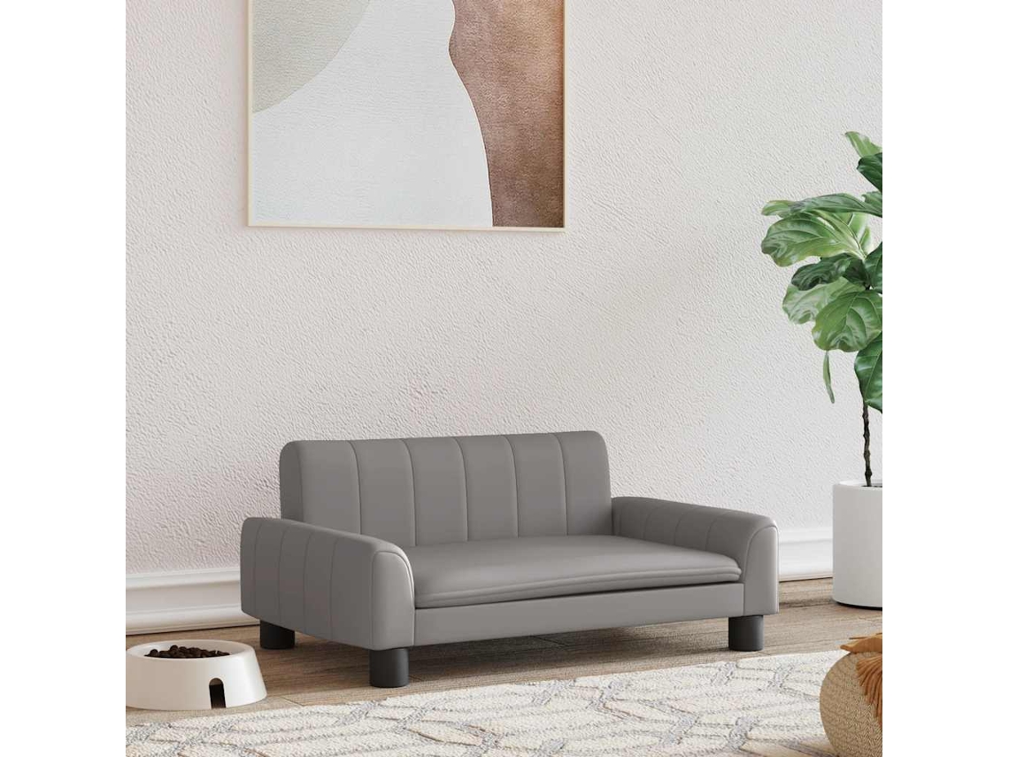 Vidaxl Cama 70x45x30 Cm Couro Artificial Cinzento