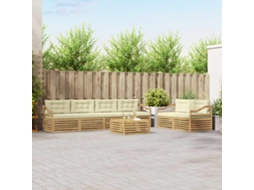 Vidaxl Conjunto De Sofás Para Exterior 7 Unid. Branco E Creme