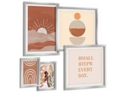 Quadros Decorativos Para Parede Limões, Galhos, Folhas Azuis Moldura Prateada Fotos Para O Escritório Espelharte (conjunto De 5 Imagens)