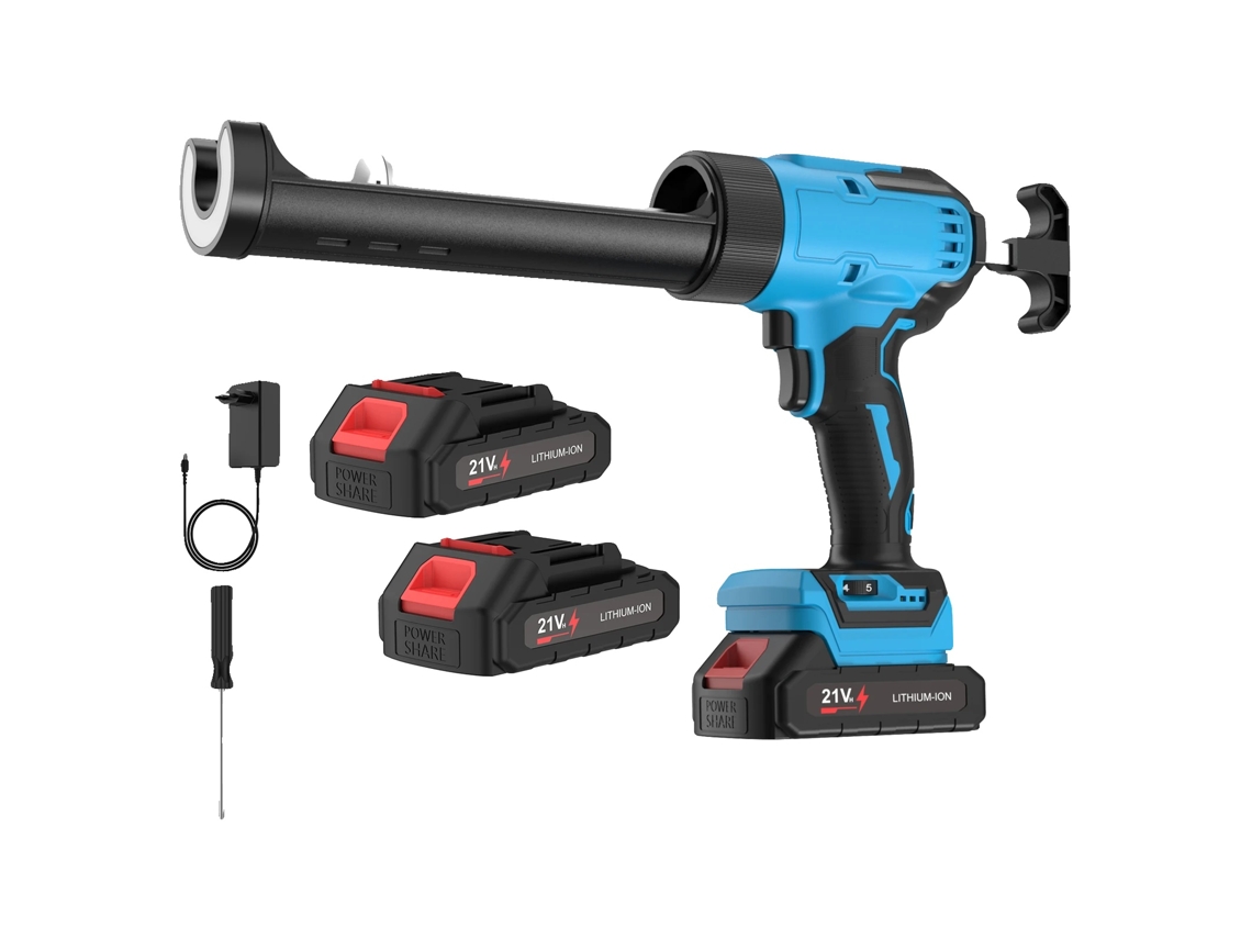 Pistola De Calafetagem Elétrica, Operação Sem Fio, Configurações De Velocidade Ajustáveis, Azul 2 Baterias