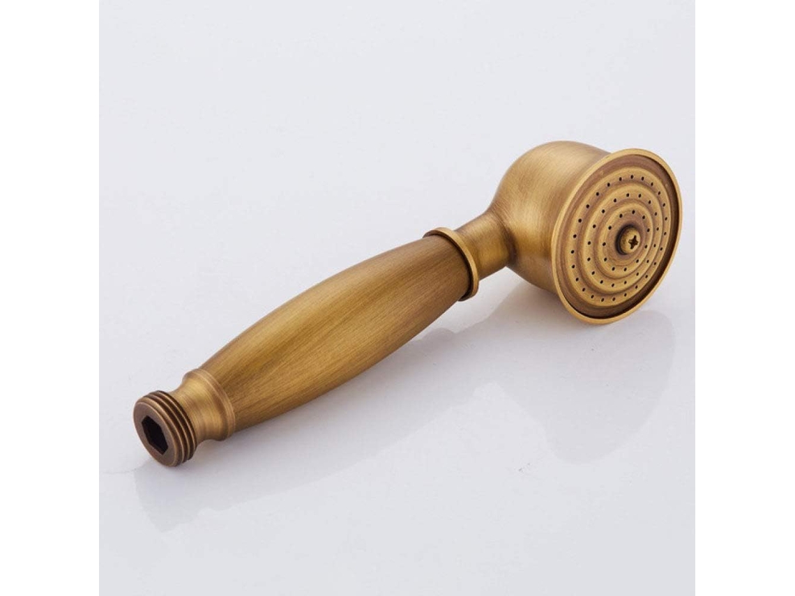 01, Chuveiro Antigo Em Bronze Com Ducha Manual E Suporte Em Cobre