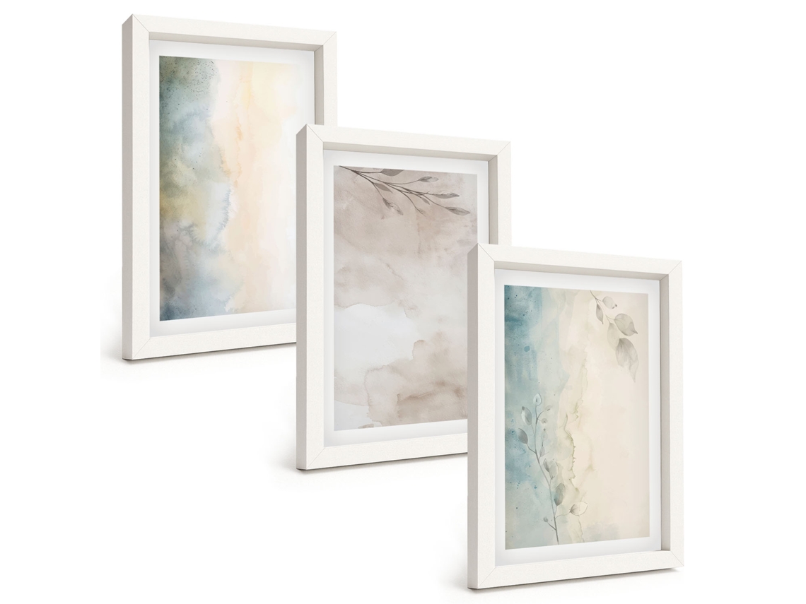 Composição De Quadros Cartões Delicados Em Aquarela Espelharte (3 Peças 20x30 Cm)