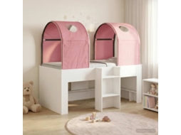 Vidaxl Cama Com Túnel 3 Unid. Branco E Rosa Derivados De Madeira