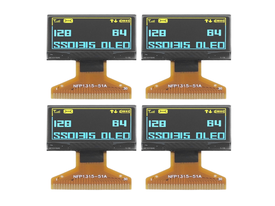 4 Peças Módulo de Tela Lcd 128x64 0.96 Polegadas Camada Fina de Plástico 30pin Exibir Amarelo Azul