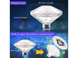 2026 lâmpada Flutuante Rgb para Piscina e Banheira 7leds 0.5w 8 Modos Ip65 Resistente À Água Funciona com 3 Aaa