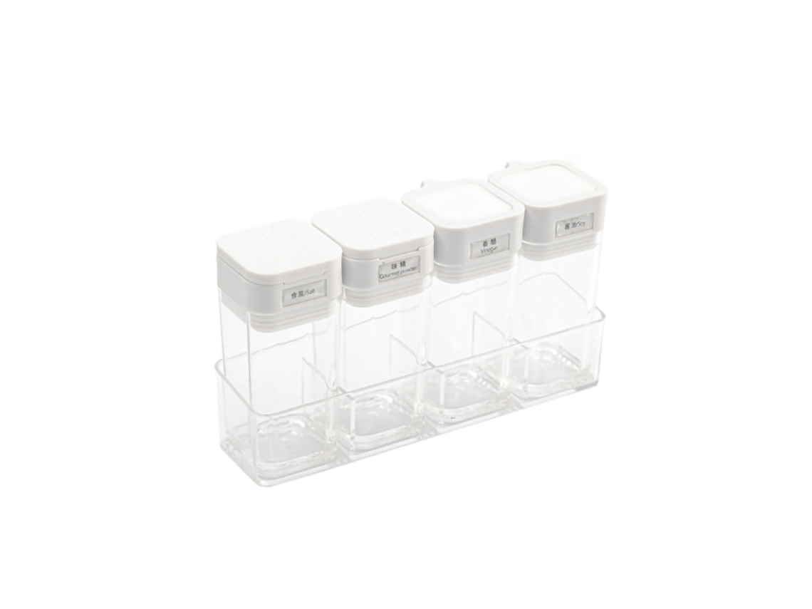 Eyf conjunto Recipiente Condimentos Transparente com 2 Garrafas Óleo e 2 Temperos para Cozinha