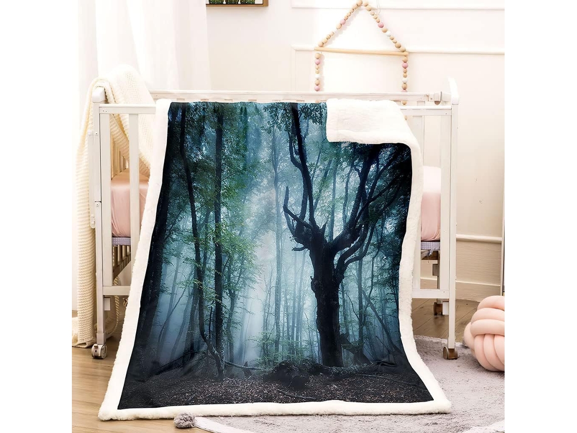 Manta com Estampa de Paisagem Flore em Microfibra 150x180cm