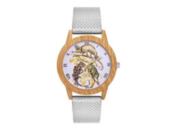 Reloj De Cuarzo Unisex Con Correa De Malla De Acero, Dial Animal, Casual Zhoulianfa (plata)