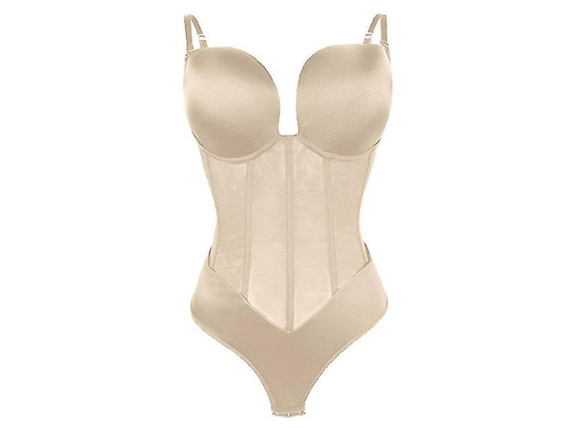 Body Shaper Feminino de Nylon e Spandex com Suporte Sem Arame, Tamanhos Xs a Xxxl, Controle Firme Pele