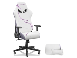 Cadeira Gamer Tecido Branco/roxo Suporte Lombar Cabeça Ajustável