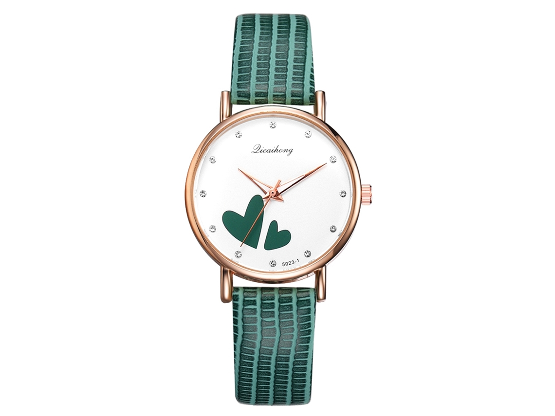 Relógio de Quartzo para Mulher com Painel Redondo e Design Elegante Casual (verde)