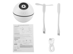 Umidificador Laxiscreed Space Ball 4 Em 1, Branco, USB, 300ml, Função Ventilador e Compacto