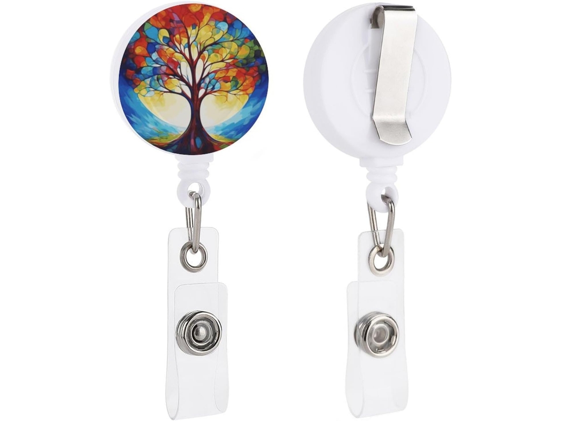 Árvore Da Vida Colorful Porta Crachás Retrátil Fun Enfermeiros Com Clipe E Chaveiro Crachá Fofo Identificação
