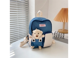 Mochila Escolar, Unissex, Infantil, Estampa De Animais, Cor Azul