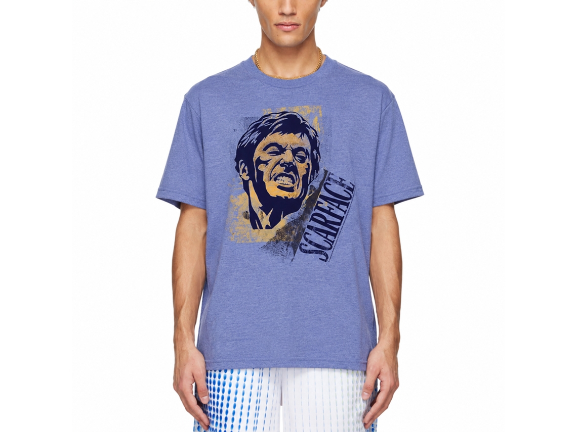 Rockinstone Scarface Movie Say Cheese Heather Light Blue Adult T-shirt Size:s
