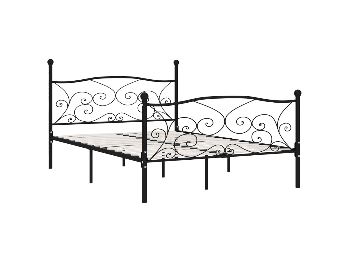 Estrutura de Cama com Estrado de Ripas 140x200 cm Metal Preto MAISON EXCLUSIVE
