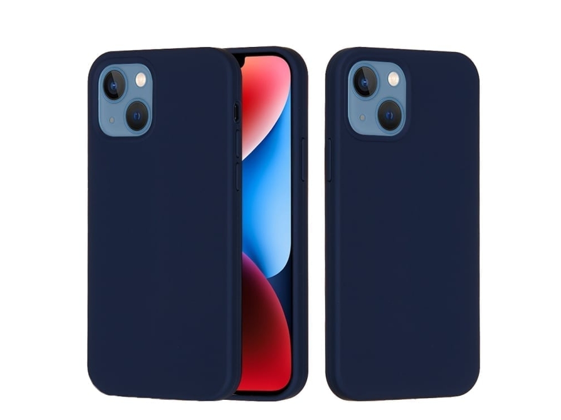 Capa De Silicone Para Iphone 15 - Cor Sólida, Proteção Fina E Antiaderente - Azul Meia-noite