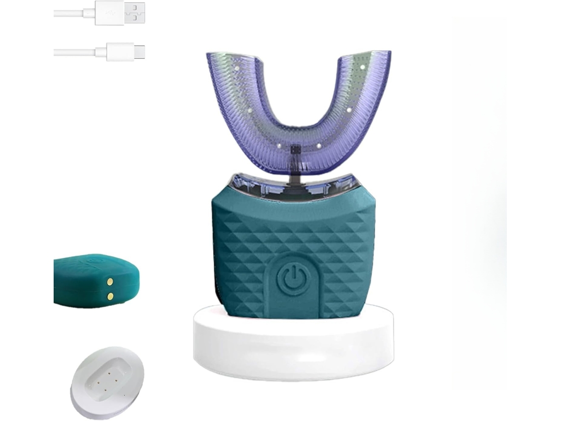 Escova de dentes elétrica em formato de U para adultos, escova de dentes sônica de silicone com cerdas macias, lavável em todo o corpo (1 pacote)