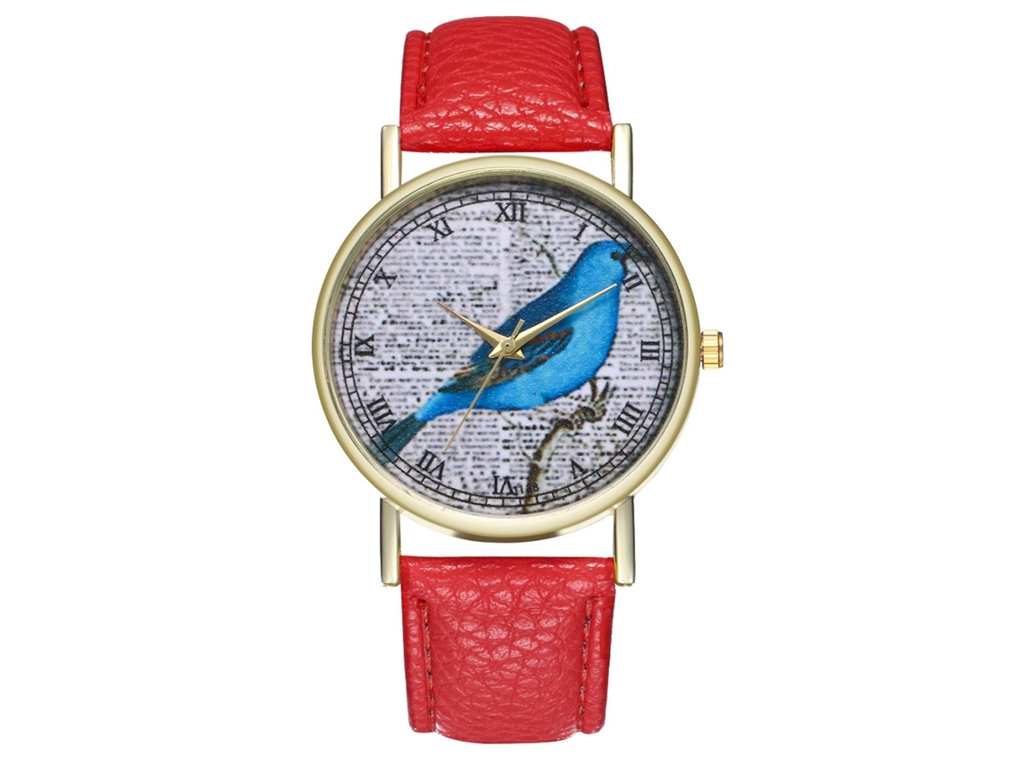 Reloj De Pulsera Analógico De Aleación Cuero Moda Ocio Regalo T138-a Rojo