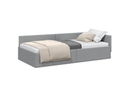 Cama De Solteiro | Camas Para Quarto | Estrutura De Cama De Canto Cinzento-claro 100 Cm X 200 Cm