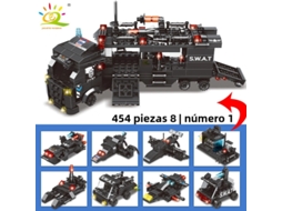 Conjunto de Blocos de Montar 8 em 1 do Veículo de Comando da Swat MDUG (454 Peças)