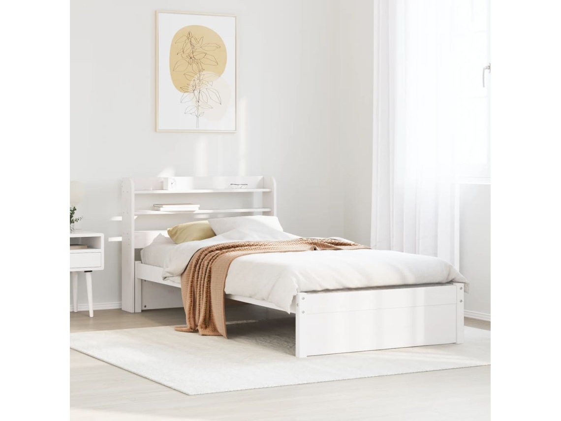 Vidaxl Estrutura Cama C/ Cabeceira 75x190 Cm Pinho Maciço