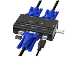 Switch Kvm Com 2 Cabos Kvm Preto